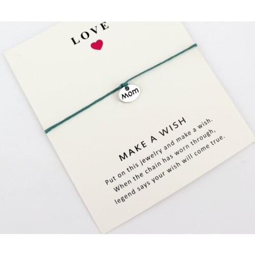 Mom Mother Love Card Bracelets Hope Best Joy Angel Peace Faith Friends Big Little Middle Sister Charm Jewelry Women Men Gift