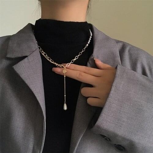 Double Pearl Necklace Collarbone Chain Pendant Fold Sweater Chain Long 2021 New Light Luxury Neck Chain