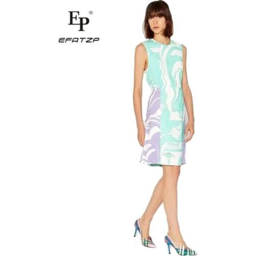 EFATZP New summer fashion lady high quality stretch knitted slim sleeveless Dress Womens vest dress