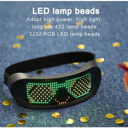 Electronic DIY LED Glasses Shining Light up Glasses APP Control USB Charge Raves Christmas Party Decor