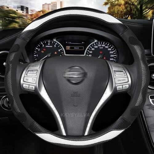 PU Leather 38CM Steering Wheel Cover for Nissan Qashqai Juke Primera Versa Almera Terrano Kicks March Murano 350z Terrano NV200