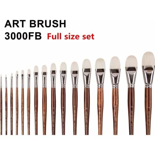 Artsecret Paintbrush Chunqing White Bristle Long Oak Natural Wooden Rod Nickel Brass Ferrule Oil Art Supplies Artists 3000FB