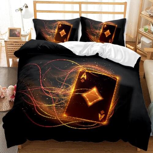 Bedding Set Playing Card 3d Printed Poker Game Duvet Covers with Pillowcases Comforter Cover Red Black Bedclothes Bed Linow Case