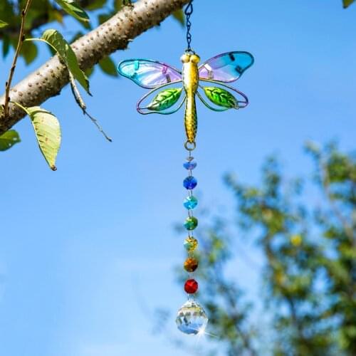 H&D Crystal Ball Prism Prism Dragonfly Pendant Suncatcher Pendant Rainbow Makers Colorful Garden Valentines Day Gift