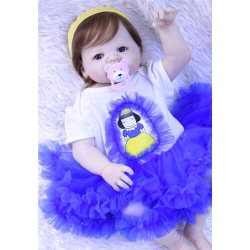 DollMai bebes reborn 23" full silicone reborn baby real alive girl princess dolls toys children gift bonecas