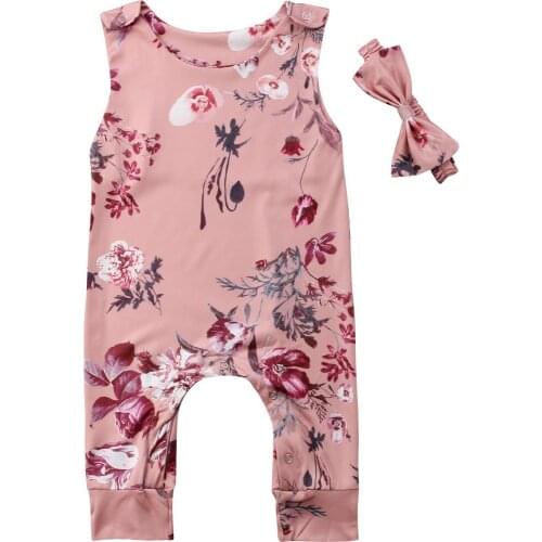 2PCS Pudcoco Summer Newborn Baby Girls Romper Jumpsuit Headband Set Clothes Sunsuit Outfits 0-24M