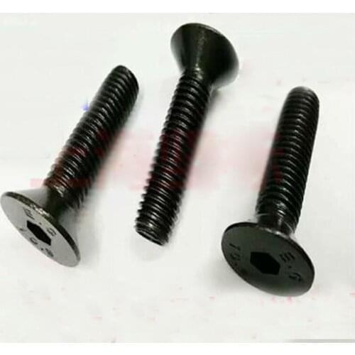 M4 M5 M6 Hex Socket Screw Left-hand Screws Allen Flat head Bolts Black 10-30mm Length