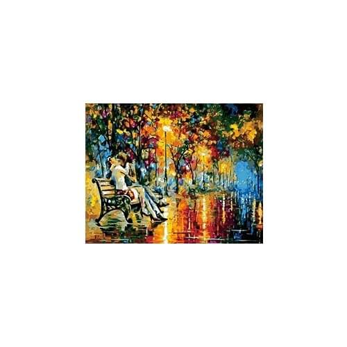 MaHuaf-X765 lover kiss in the autumn park abstract painting paint by numbers Hand-painted canvas oil paintings for home decor