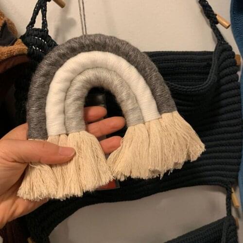 Macrame Cotton Rainbow Tapestry Wall Hanging Hand-woven Room Bedroom Decoration