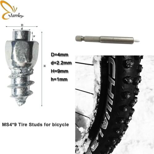 Marrkey 200PCS 9mm Spikes for tires/Anti-Slip tire Studs/Screw-in studs/Ice stud/Snow Chains Studs for Bicycle/Bike/shoes/Boots