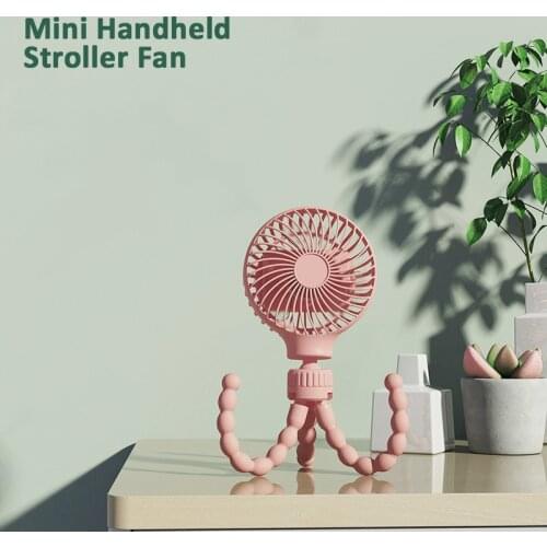 Mini Stroller Fan Handheld Personal Portable Fans Baby Stroller Car Seat Desk Flexible Tripod Fix Silent Table for Outdoor FS80
