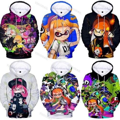 Cartoon Game Streetwears Cosplay Costumes Men Women Splatoons Sweatshirts Kids Spring/Autumn Coats