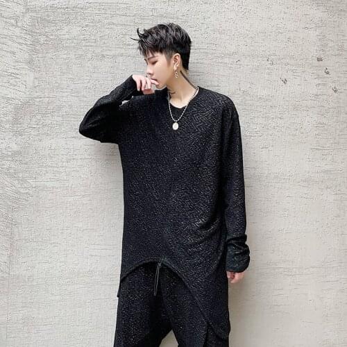 2021 Men Streetwear Sets T-shirt Harem Pant Gothic Style Loose Casual T-shirts Trousers Male Drawstring Tops Tees Shirts