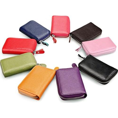 2019 New Products Genuine Leather Organ Wallet Gift Customization Card Clamp Card Holder Multi-color Selectable Anti-Theft RFID