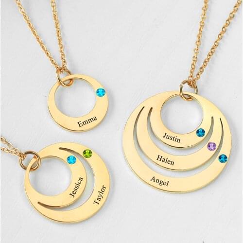 Name Necklace Personalised Stainless Steel Necklaces For Women Necklace With Stones Birthstone Name NecklaceGold Plated Jewelry