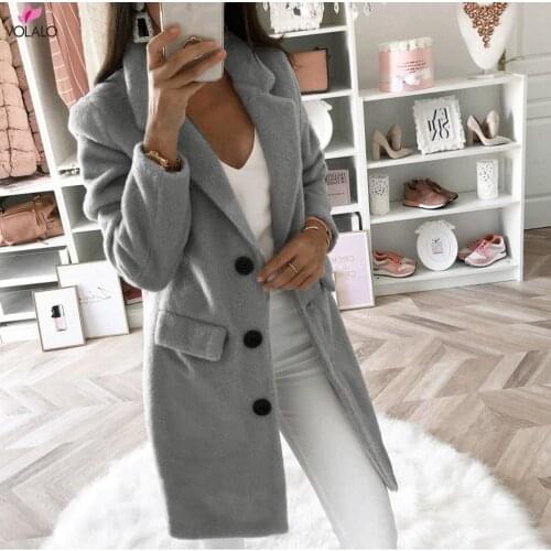 New Woollen Womens Long Coat In Winter 2021 Coats Jackets Women Korean Women Clothing Turn-down Collar Single Breasted Regular