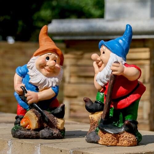 Poly resin creative garden gnome elf figurine carry water courtyard dwarf statue home garden outdoor decorations ornament