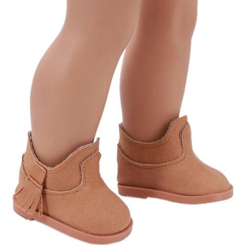 LUCKDOLL Ankle Boots with Pink Ribbon Bow for fit 18 inch Doll Accessories for Dolls