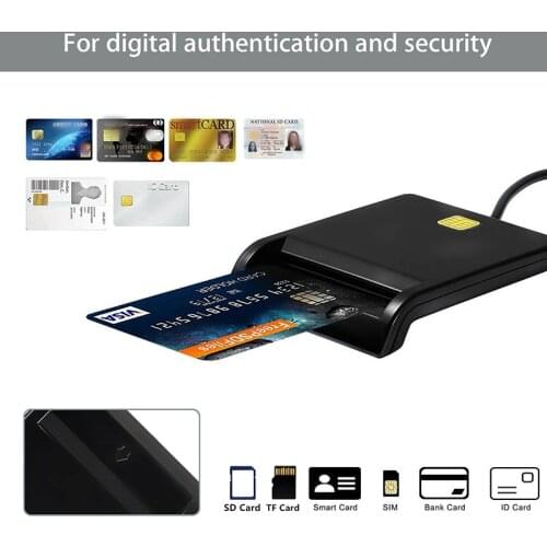 Portable USB 2.0 Smart ID Card Reader For SD ATM CAC TF Bank Card SIM Card Reader Cloner Connector for Windows Linux