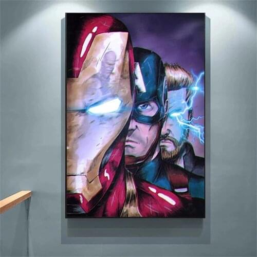 Marvel Superhero Canvas Paintings Iron Man Captain America Thor Posters Pop Wall Art Pictures Room Home Decor Cuadros Decor