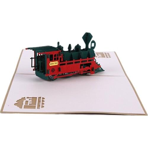 Vintage 3D Up Paper Laser Cut Greeting Cards Handmade Retro Train Birthday Postcards For Lover Thank You Cards