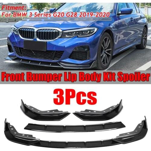 3PCS Car Front Bumper Splitter Lip Spoiler Cover Diffuser Body Kit For BMW 3 Series G20 G28 2019 2020