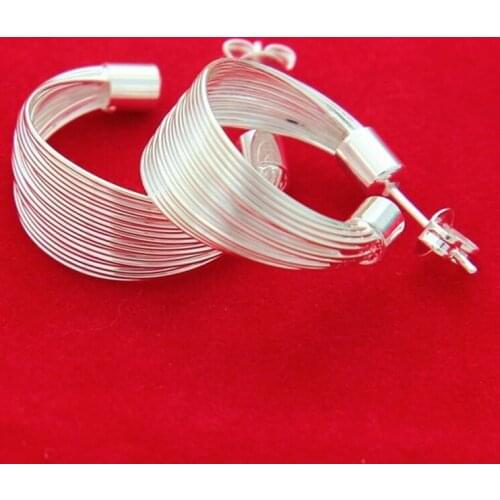 Silver 925 Hoop Earrings For Women Girl Small Circle Statement Geometric Earing Brincos Femme Trendy Jewelry Party Gifts