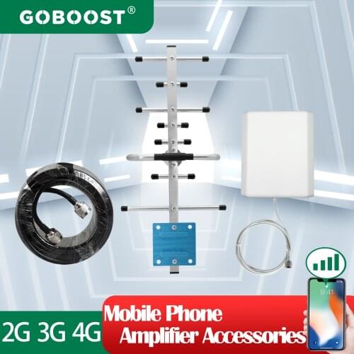 GOBOOST 8 Unit Yagi Antenna Cell Phone Cellular Wall Mount Antenna 10 Meters Signal Booster Accessories High Quality A Kit