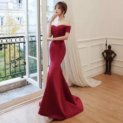 Evening Dress Boat Neck Short Sleeves Embroidery Zipper Back Fashion Floor-length Mermaid Plus size Women Formal Party Gown C806