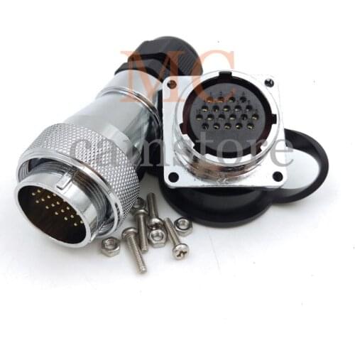 WS28 Waterproof 20 pin connectors, 5A Metal aviation plug connector, male and female connector,LED 20 wire power cable connector