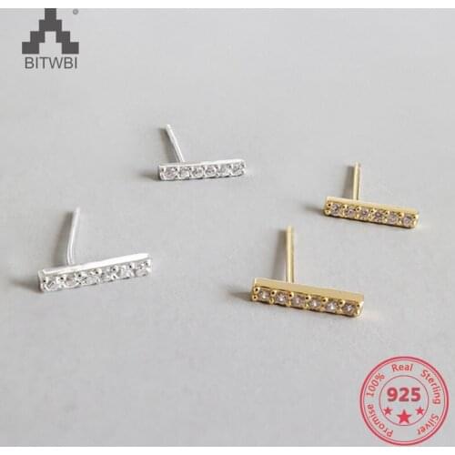 925 Sterling Silver Earrings Fashion Concise Unique Zircon Strip Earrings for Women Jewelry