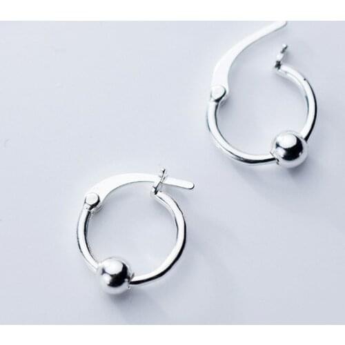 MloveAcc 925 Sterling Silver Simple Style Hoop Earrings Fashion Silver Jewelry Earring Girl Lady Gift
