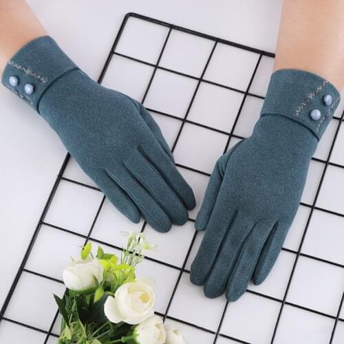 Touch Screen For Index Finger Winter Gloves Women Solid Color German Velvet Gloves Sport Full Finger Mittens Handschoenen