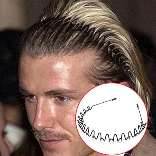 1Pc Unisex Black Metal Waved Style Sports Hairband Solid Color Men Women Hair Clip Pin Loop Hair Styling Tools Accessories