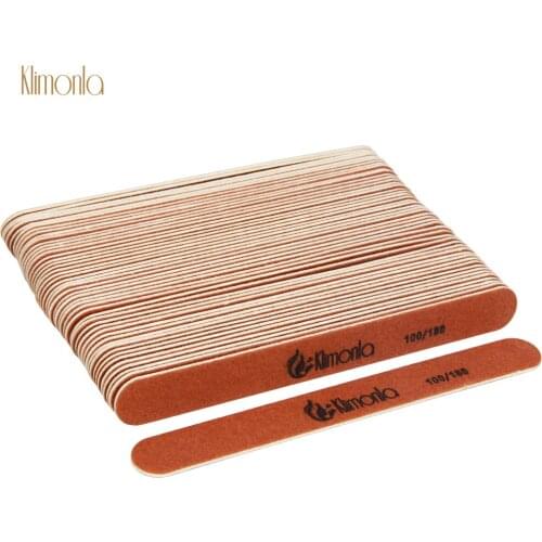 100pcs/lot klimonla Brown Sandpaper Wood Nail File 100/180 Double Side Nail Art Sanding Buffer Files Manicure Lime Tools