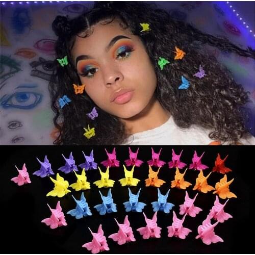 100pcs Mixed Color Butterfly Hair Clips Grip Claw Barrettes Mini Clamps Jaw Hairpin Headdress Hair Styling Accessories Tool