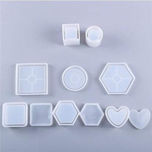 11PCS/set DIY Glue Drop Mold Style Coaster Storage Box Pen Container Mold Silica Gel Set Mirror