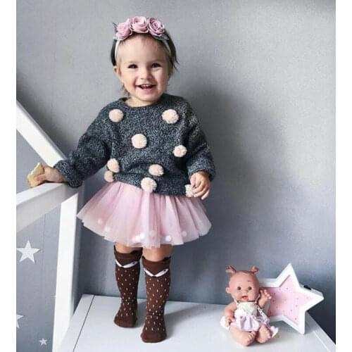 2PCS Fall Autumn Toddler Baby Girls Winter Clothes Sweater Tops+Tulle Skirt Dress Ball Outfits Spring Set