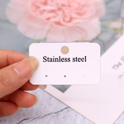 Fashion 5*3cm 100PCS/lot Stud Earrings Holders Drop Earrings Jewelry Stainless Steel PVC Hook Display Cards Hangers Tags