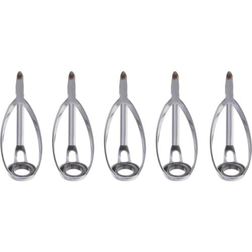 5pcs Fishing Rod Tips Eye Guides for Spinning Casting Fishing Rod Building Repair Eye Line Ring Stainless Steel Frame