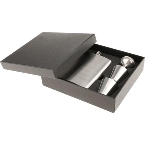 8oz Portable Liquor Hip Flask Gift Set with 1xFunnel and 2xCups Silver