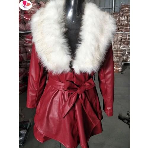 Apipee Women's Leather Jackets With Fur