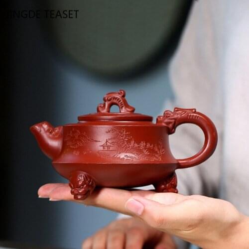 Authentic Yixing tea pots Purple Clay Teapot beauty kettle Handmade Boutique Dahongpao Teaware Customized Gift Tie Guanyin 270ml
