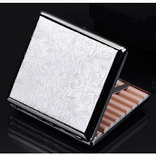 Pure Copper Printed Flower Cigarette Case Hold for 12pcs/20pcs Cigarettes Storage Box Smoking Tools Smoke Humidor Tobacco Case