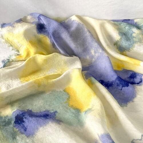 Tie dyed silk linen ultra thin antique literature and art ink halo dyed linen cotton linen fabric shirt cheongsam Hanfu fabric