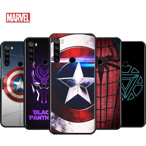 Marvel Superhero Logo For Xiaomi Redmi Note 4 4X 5 5A 6 7 8 8T 7S 9S 9T 10 10S 5G Pro Prime Max Balck Soft Phone Case