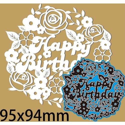 Metal Dies Happy Birthday Card New Stencils DIY Scrap booking Paper Cards Craft Making Craft Decoration 95*94 mm