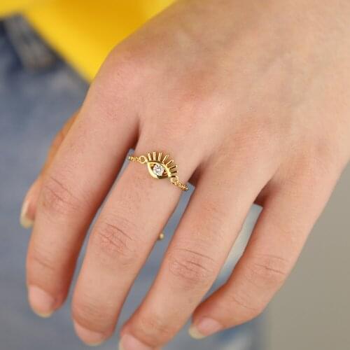Minimal delicate evil eye ring cute lovely women girl midi finger jewelry wholesale