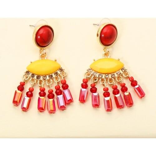 Fashion Bohemian Hollow Braided Bead Earrings Handmade Tassel Drop Dangle Earrings Party Wedding Jewelry Women