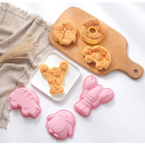 Cartoon silicone cake mold Crayfish, Penguin, Donuts, Car Cake Mould Chocolate dessert no-cut 4-inch bakeware baking tool